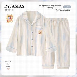 ANZHAOQI | Bộ Đồ Ngủ Dài Tay Cho Bé Gái Mùa Xuân Thu Cotton