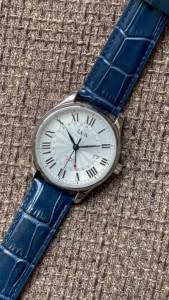 I&W CARNIVAL New GMT Watches for Men Japan SEIKO Movement Automatic Watch Sapphire Glass Calendar Leather Strap Waterproof High Quality Mechanical Wristwatch