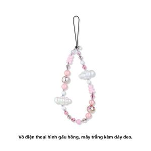 MASFEIL | MASFIEL Gấu Hồng Mây Trắng Dây Xích Điện Thoại Di Động Dây Xích Treo Ngắn Nhiều Màu Sắc Dây Xích Treo Thích Hợp Cho Apple Ốp Điện Thoại Di Động Mặt Dây Dễ Thương Dây Trang Trí In Gió Dây Chống Mất Internet Trang Sức Người Nổi Tiếng