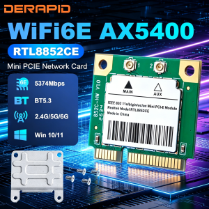 RTL8852CE Bộ Chuyển Đổi Mini PCIe WiFi 6E 5374Mbps Tri-Band 2.4G/5G/6GHz Bluetooth 5.3 Card Mạng Không Dây Dành Cho Máy Tính Để Bàn - Win10/11