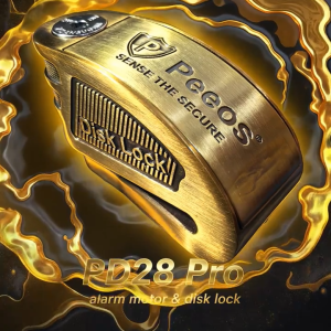 Alarm Motor Peeos PD28 Gold Pro Disk Lock Anti Cut 130db Theft Zinc Alloy Advanced Lock Core Anti-Drill Loudest Siren for Motorcycles & Bicycles