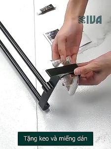 Giá Treo Khăn Nhà Tắm Nhôm Không Gian Không Cần Khoan (Chỉ dán keo) Tiện Lợi Chống Gỉ Chịu Lực Cực Tốt