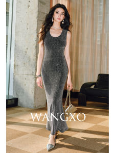 WANGXO | Đầm Tùng Cá Hổ Lấp Lánh Có Pha Lê Không Tay