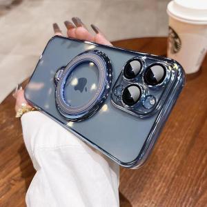 Luxury Magsafe Wireless Charging Case For iPhone 11 12 13 14 15 16 Pro Max Plus Transparent Magnetic Ring Bracket Bumper Cover