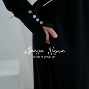 Abaya Najwa / abaya jetblack / abaya hitam pekat / abaya syari / abaya muslimah / gamis terbaru / gamis syari