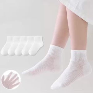 5Pairs/set Childrens Socks Summer Thin Mesh White Student Sport Sock Soft Comfortable Kids Socks For Boys Girls Age For 2-12Y