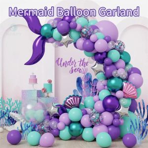 138pcs Little Mermaid Theme Balloon Garland Arch Kit for Kids Girl Birthday Party Decorations