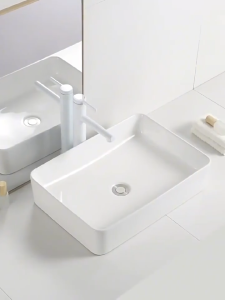 Ceramic Counter and Wall Lavatory Wash Basin Black Gold Marble Design Lavatory