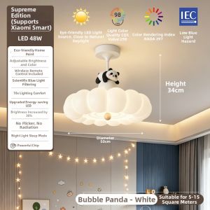 Vintage French Style Eye-Protecting Cartoon Panda Children Ceiling Light