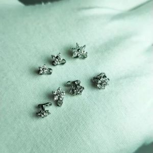 Stainless Steel Dermal Anchor Flower Shape CZ Micro Dermal Anchor Internal Thread Surface Piercings Skin Diver Piercing Jewelry