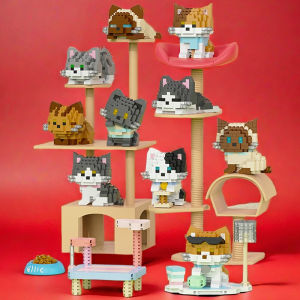 Cartoon Cute Pet Cat Dog Building Blocks Microparticle Husky Assembly Toy Educational Decoration Gift for Children
