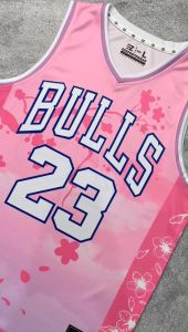 Jersey Basket MJ Chicago Bulls #23 CUSTOM PINK UNGU - Swingman Bola Basket NBA Baju Kaos T-Shirt Tshirt Atasan Costum Kostum Custom