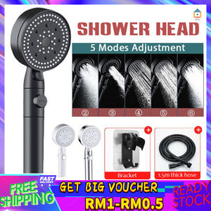 【Malaysia Spot Sale】Adjustable Shower Head Multi-Functional High Pressure Shower Head With 5 Modes / One-Click Water Stop Switch / Super Strong Rain Hose Holder 花洒