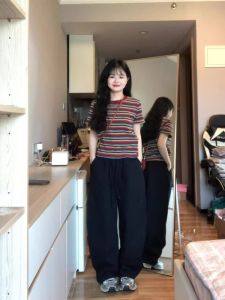 HUOLISI | Colorful Stripes Slimming T-Shirt