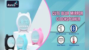 Avvic x Speaker Bluetooth Jam Alarm Mirror Radio FM LED Display Clock Alarm Temperature USB