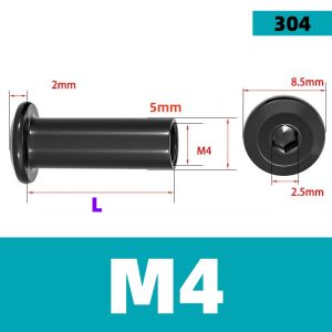 SS Barrel Nuts Connector Coupling Nut Hex Socket Flat Head Bolts A2-304 Black Stainless Steel M4 M5 M6 For Furniture DIY