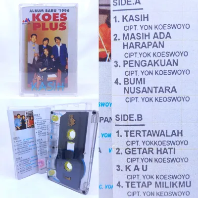 Kaset pita KOES PLUS - album & kompilasi golden hits the best lagu pop - keroncong jawa melayu - dank dhut vol 1 2 platinum nostalgia bunga di tepi djalan love songs 1996 private collection 87 special emas another song for you dangdut perjalanan karir
