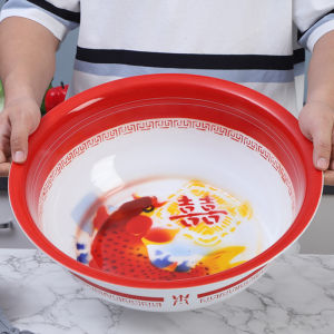 Thickened Enamel Basin round Shape Iron Porcelain Traditional Style Face Washing Foot Washing Basin Home Personal Cleaning Tool