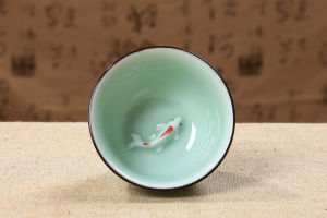 Chinese Ceramics Hand-Painted Lotus Fish Gongfu Tea Set Owner Cup Small Tea Cup Bowl Drawn Illustration Ceramic Tea Cup