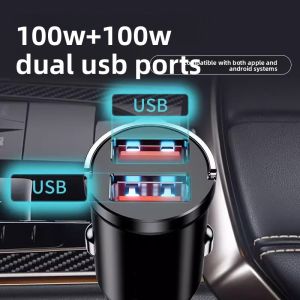 Invisible Super Fast 200W Metal Car Charger Adapter Plug Universal 12V 24V Cigarette Lighter to USB Mini Car Charger