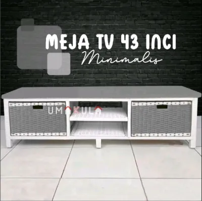 meja tv atau lemari rak rotan sintetis typ rak 9 laci 7 model terbaru tahun 2026