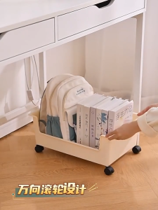 Book Bag Tray Storage Box Snack Toy Tray File Box with   Mobile Wheels Oversize Storage Container for Closet Office Kids Room