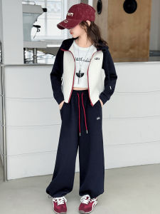 MPW | Trendy Color Block Hooded Zipper Jacket And Pants Set For Girls Autumn Casual Wear Polyester Standard Package MPW Brand