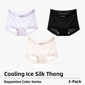 miiow | Ultra-Thin Ice-Silk Womens Briefs Antibacterial Seamless Safety Shorts Mid-Waist Youth Cotton Crotch Nylon Spandex Shorts