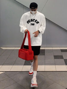 เสื้อยืดคอกลมแขนยาวผ้าฝ้ายแท้ ทรงหลวม แฟชั่นฮิปฮอป ลายตัวอักษร สำหรับผู้ชาย ฤดูใบไม้ร่วง 2024 แฟชั่นเสื้อยืดคอกลม