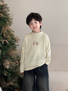 Black Thickened Half High Collar Childrens T-shirt Autumn Winter Style Boys Inner Wear Soft Comfortable Long Sleeve Sweatshirt