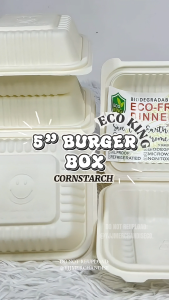ECO KING 25PCS CORNSTARCH 5 INCHES BURGER BOX BIODEGRADABLE DISPOSABLE DINNERWARE ECO-FRIENDLY