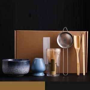 6PCS/Set Japanese-style Matcha Bowl Spoon Tea Whisk Sieve Mesh Perfect Gift For Ceremony Traditional Decoration