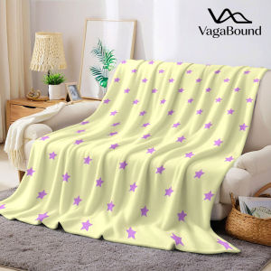 Pale Yellow Purple Star Flannel Blanket Warm Soft Halloween Christmas Decorative Couch Warm Cozy All-Season Gift