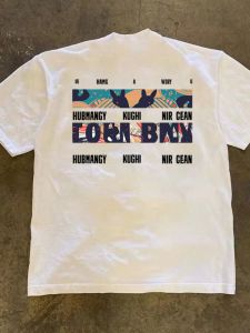 เสื้อยืดคอกลมแขนสั้นผ้าฝ้ายแท้พิมพ์ลายกระต่ายสำหรับผู้ชาย ทรงหลวม ระบายอากาศได้ดี ใส่สบาย สำหรับฤดูร้อน