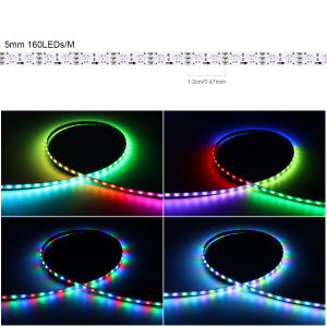 DC5V 5mm Ultra-Narrow WS2812B 2020SMD LED Strip Light Individually Addressable RGBIC 60/160Leds/m RGB DreamColor Fairy Neon Tape