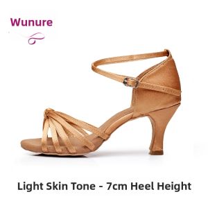 WUNUO | Adult Womens Latin Dance Shoes Soft Sole Satin Professional Practice Shoes Dance International Standard Salsa Competition