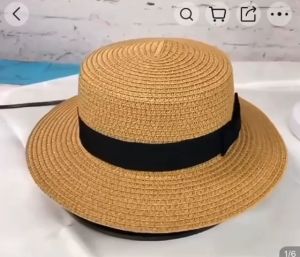 Topi Pantai Bahan Jerami Wanita Import T44