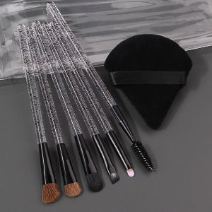 7pcs flash powder handle makeup brush eye shadow brush smudge brush dry and wet soft sponge puff professional makeup tool