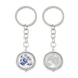 Bandai | Arcane Season 2 Ekko Rotating Keychain Anime Powder Blue Pink Rose Pendant Jinx Cosplay Gift Keyings Piltover Themed Fans Gifts