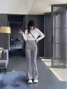 High Waist Tweed Flare Pants