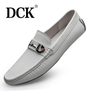 DCK Mens Casual Shoes 2025 New Autumn Genuine Leather Slip-On Versatile Bean Bean Shoes Lightweight Flat Heel Rubber Outsole