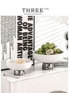 Nordic Luxury Ceramic Fruit Tray Candy Storage Living Room Decorative Plate Glossy Surface Three Life Brand Home Decoration