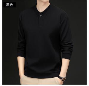 Pierre Cardin Winter New Mens Chinese Style Stand Collar Pure Color Double-sided Fleece Sweatshirt Warm Base Layer Shirt