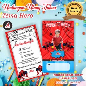 50 Pcs Undangan Ulang Tahun 1 Lembar Tema Hero