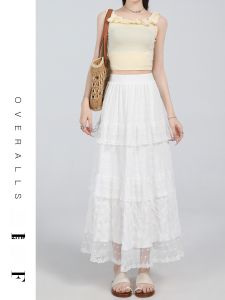 ZITENGFEI | White Lace Light A-Line Fishtail Maxi Skirt