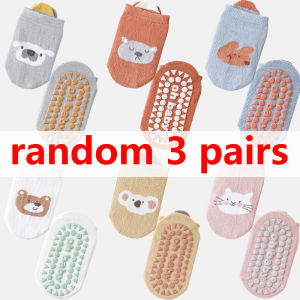 1/3/6 Pairs Kids Cotton Socks Sets for Baby Boys Girls Non-slip Cute Cartoon Animal Patterned Comfy Breathable Baby Floor Socks