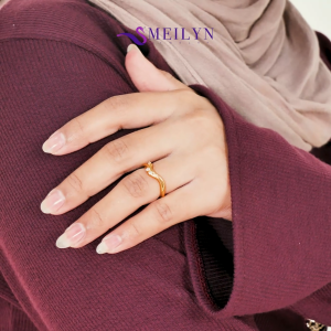 MEILYN Cincin Fashion Wanita Motif Ranting Mata Bulat Lapis Emas 0221250188