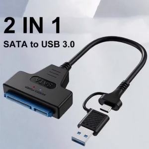 USB 3.0/Type-C to SATA Adapter Sata Cable 2.5/3.5 Inch SSD HDD SATA III Hard Drive Disk with 12V/2A Power Adapter for PC Laptop