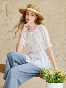 XIANGYING | Áo Blouse Thêu Ren Thiết Kế Cho Người Đi Làm