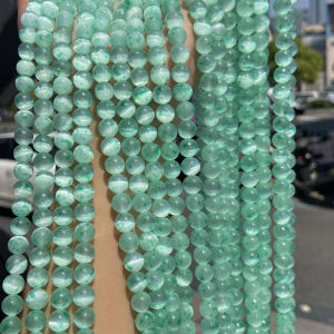 New Natural Cherry Blossom Powder/Mint Green Cat Eye Gypsum Stone Loose round Beads DIY Bracelet Necklace Accessories Semi-Finished Products